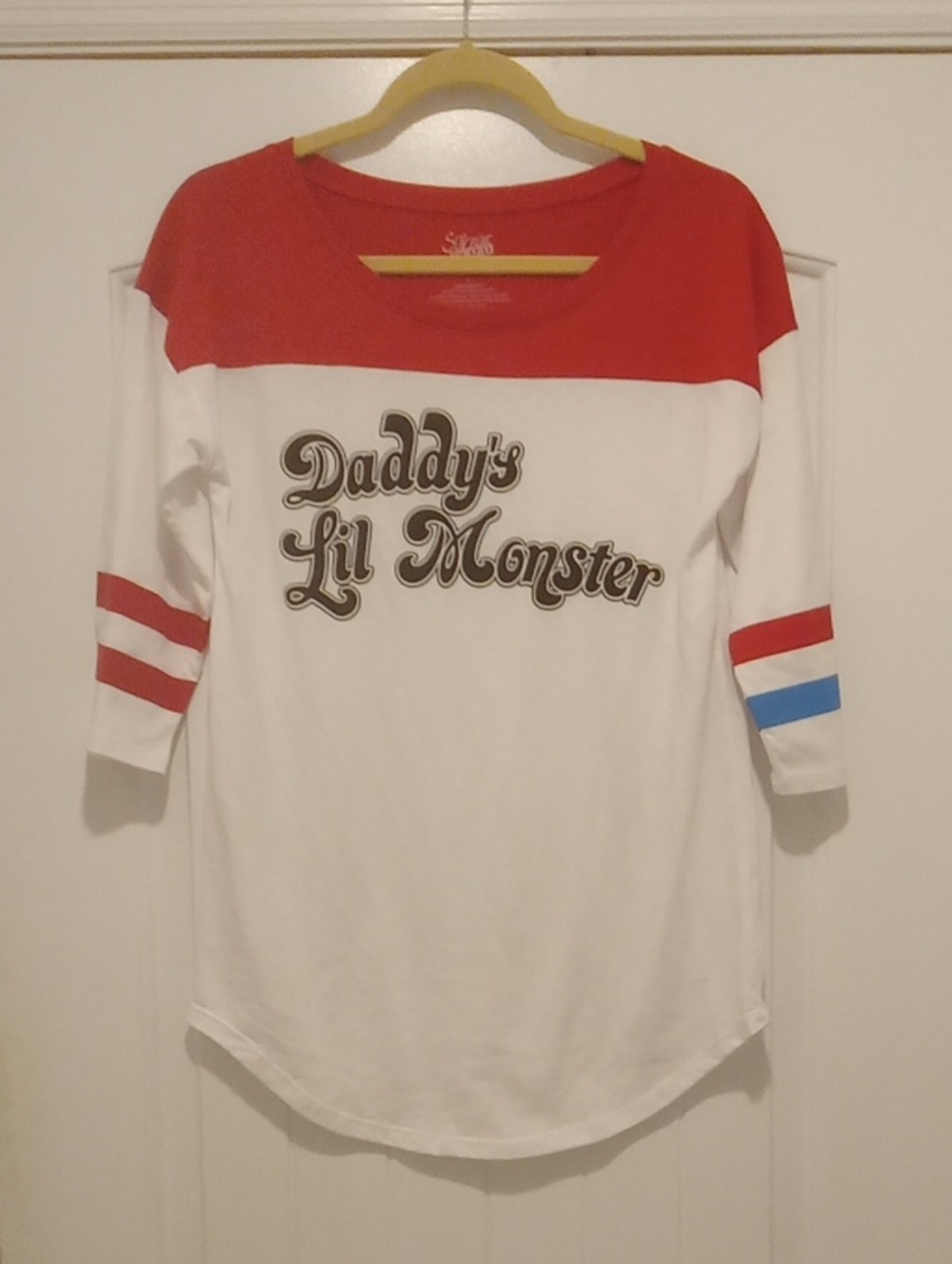 Daddy's Lil Monster Red & White Raglan Tee